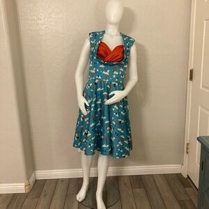 Rare Lindy Bop Turquoise Octavia Penguin Vintage 1950's Swing Dress Size 10